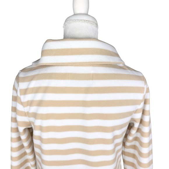 NWOT Dudley Stephens turtleneck zip white tan stripe fleece prospect pullover XS - Picture 12 of 16